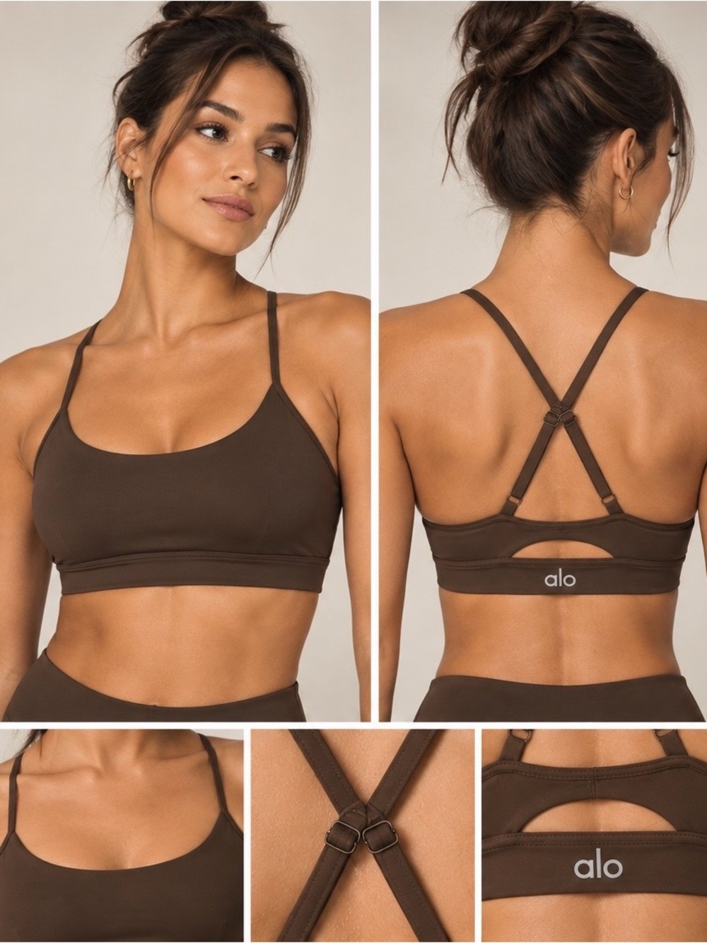 ALO Airlift Intrigue Bra in Espresso NWT